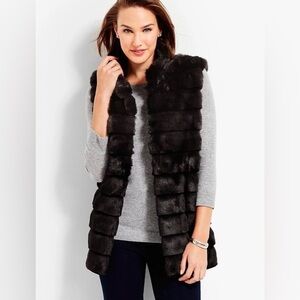 Talbots Black Faux Fur Vest Women’s Size XS